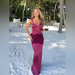 Outcast Breanne maxi gown in burgundy